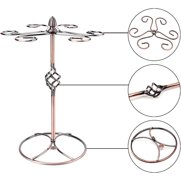 Vinglasholder, Vertikal Pokalholder med 6 Kroge, Bordplade Vinglas (Bronze)
