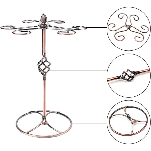 Vinglassholder, vertikal pokalholder med 6 kroker, benkeplate vinglass (bronse)