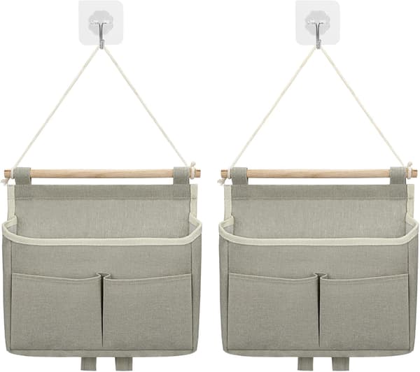 Väggförvaringsväska, 2 st hängande väska fickarrangör (grå) Grey