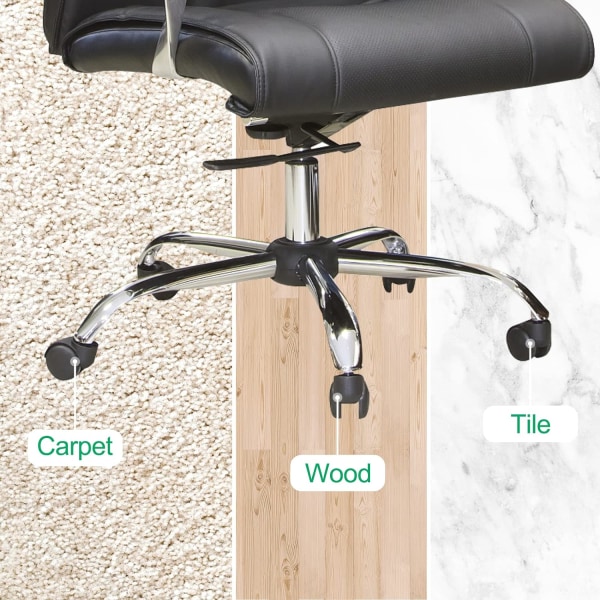 Pieces Kontorstol Caster Wheels 11 x 22mm 360° Rotation til Gaming Stole, Lydløse No-Scratch Udskiftningshjul, Sort