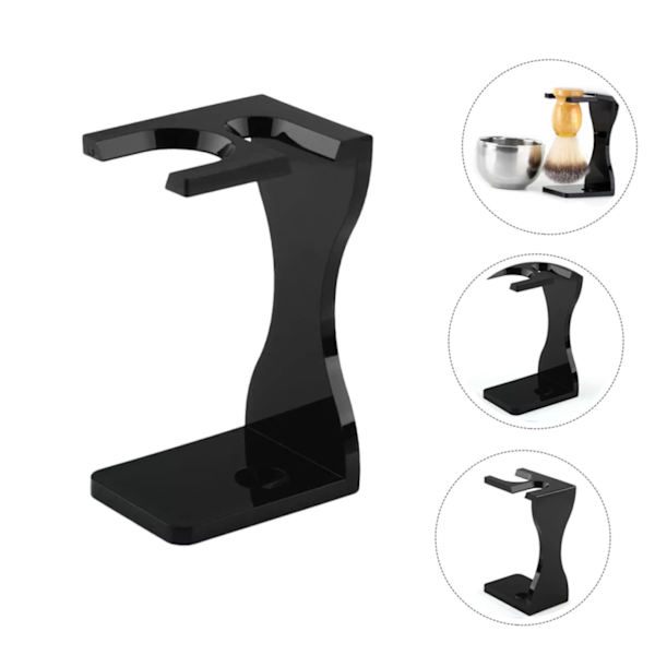 Rakställ för rakning, skäggborsthållare, akryl, säkerhetsrakställ för skrivbord, hem, badrum, resor, svart
