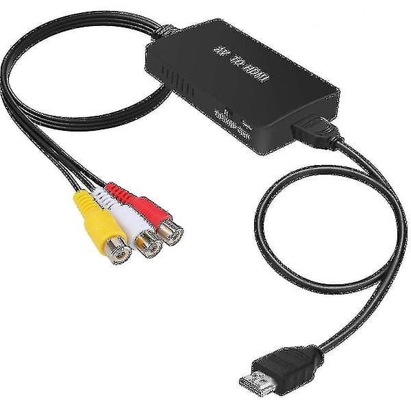 RCA til HDMI-konverter kompositt til HDMI-adapter støtter 1080p PAL/NTSC