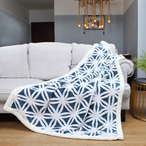 Mykt teppe til sofa - varmt Sherpa flanell teppe til sofa, tykt teppe til sofa, fluffy teppe til sofa blue 130*160cm