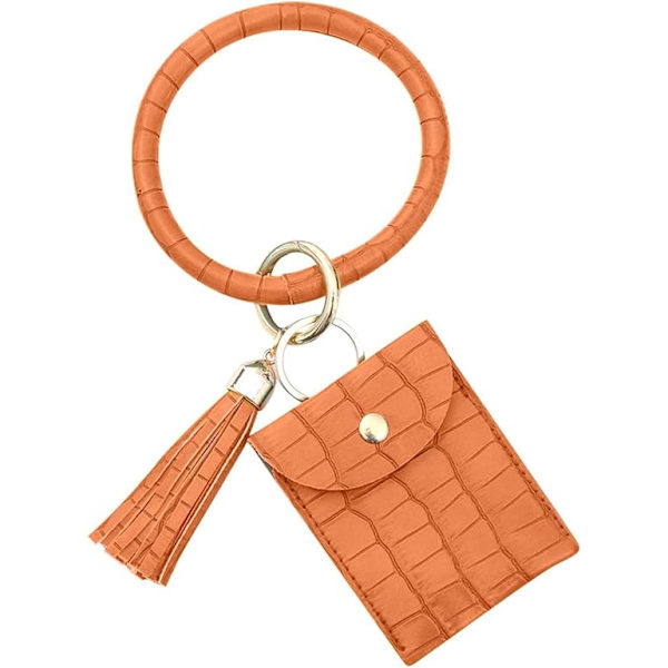 Solidfarget PU-lær armbånd nøkkelring for kvinner nøkkelvesker håndleddslomme nøkkelringer med frynser armbånd nøkkelring håndleddstilbehør