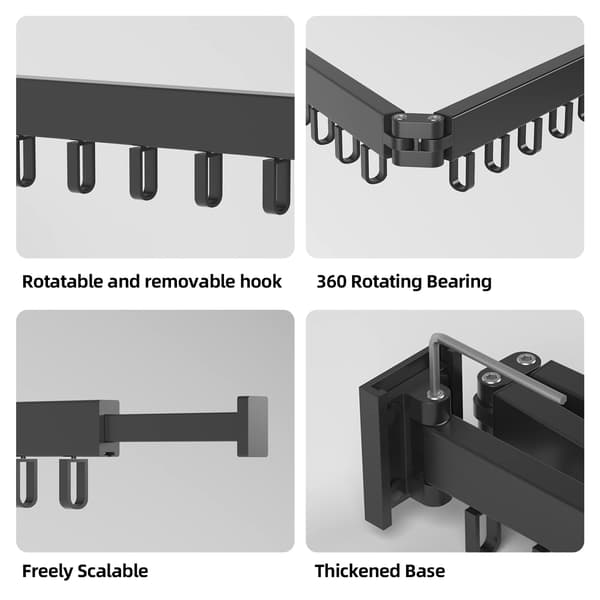 Retractable clothes rack, wall-mounted clothes rack, space-saving foldable clothes rack with towel holder for balcony, laundry, bedroom