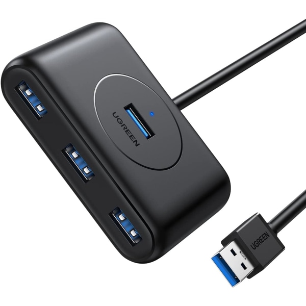 USB 3.0 Hub til 4 USB-porte 5 Gbps Super Speed ​​USB Multiple Hub Adapter Kompatibel med musetastaturharddisk, 1M kabel