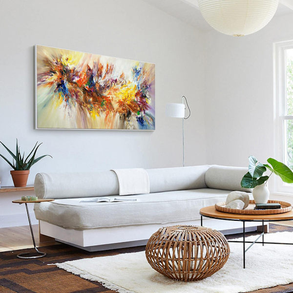 Stor abstrakt målning konst färgglad blomma affisch duk målning för vardagsrum väggkonst bilder hem dekorativ 80x160cm ramfri