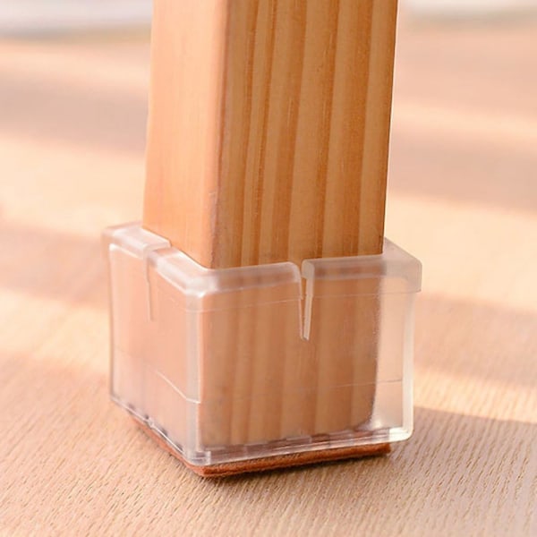 Stolsbensöverdrag, 20 st fyrkantiga möbelfötter i silikon, bordsöverdrag, golvskydd mot repor, för 27 mm-30 mm stolsöverdrag - transparent