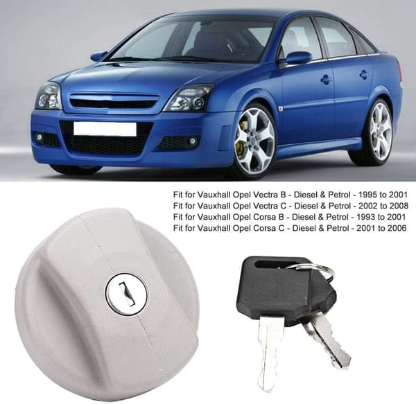 Brændstoftankdæksel til Vauxhall Opel, Grå Benzin Tankdæksel Nøglelåg