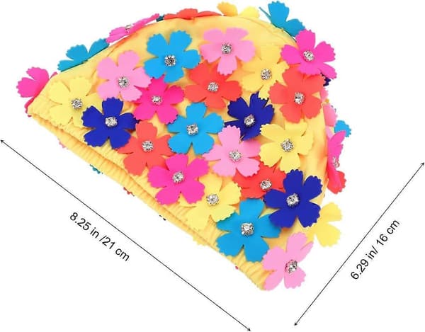 Blomstrete Badehette for Kvinner, Blomstrete Retro Stoff Badehette
