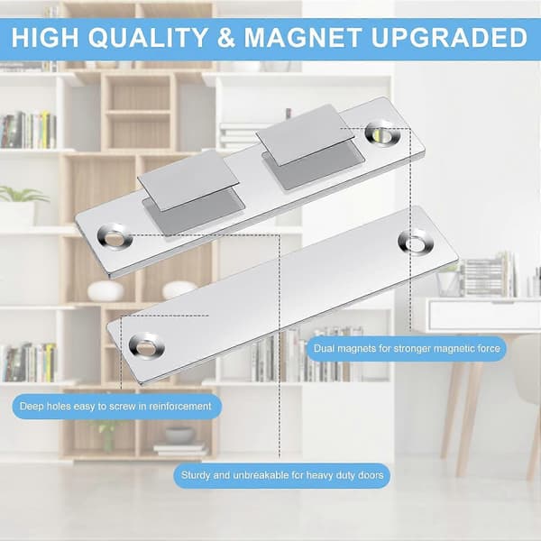 2-pack Skåpdörrmagnet, Ultratunt Kraftfullt Magnetlås Kit
