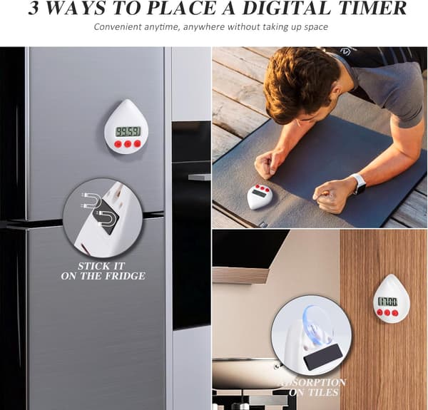 Digital Kök Timer-Nedräkning Uppräkning Timer-Magnetisk Nedräkning Timer med Stor Display-Matlagningstimer för Bakning, Kök, Studie( Vit) White