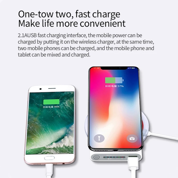 Xilecaly Portabel Power Charger Trådlös Snabbladdning Litiumjonbatteri