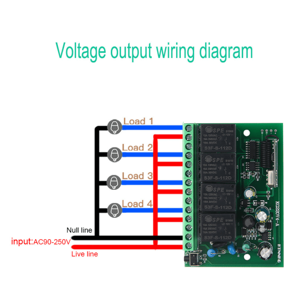 433MHz portåbningsfjernbetjening relæ, AC85-250V transceiver kit garageportfjernbetjening lavt strømforbrug til garageport