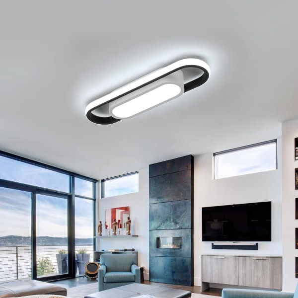 Modern LED-taklampa, 24W 1800LM rektangulär taklampa, Cool White Light 6000K akryltaklampa för vardagsrum, sovrum, kök, studio
