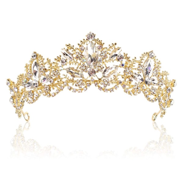 Kruunu naisten tiara upotekoristeella kristallikukka morsiamen häät tiara kupari zirkoni tekojalokivi kruunuja