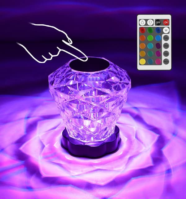 Berøringskontroll Rose Crystal Lamp 16 RGB-farger
