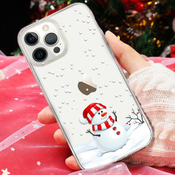 Christmas Clear Phone Case Sødt mønster iPhone 14 Pro Max Cover Silikone Gel Ultra Thin Slime Fit Shockproof Cover til iPhone 14 Pro Max, Snowman iPhone 14