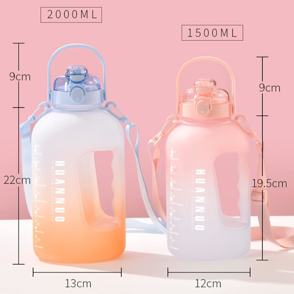 2,2 litran vesipullo BPA-vapaa 2,2 litran juomapullo oljella ja aikamerkinnöillä Vesi pullo Gradient Värit orange