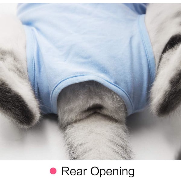 Cat Professional palautuspuku vatsahaavoille tai ihosairauksille, E-kaulus vaihtoehto kissoille leikkauksen jälkeen, kissan lääketieteellinen liivi (sininen L) L