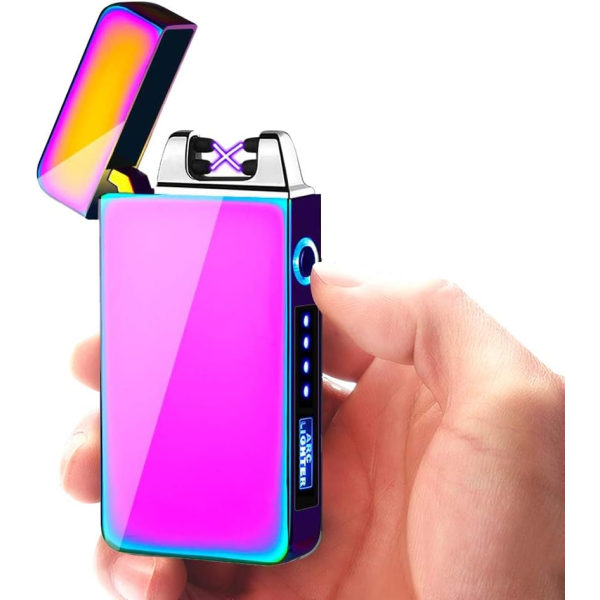 Elektrisk tändare, tändare, USB-laddningsbar elektrisk tändare vindskyddad dubbelbåge strömindikator touchkontroll Multicolor