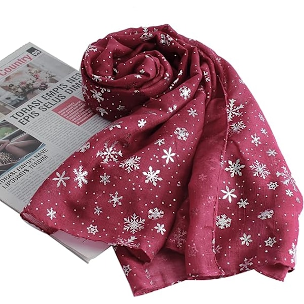 Kvinnors Broderad Chiffonsjal Wrap Sjal Lätt Sjal Mode Sommar Höst Sjal, Vinröd
