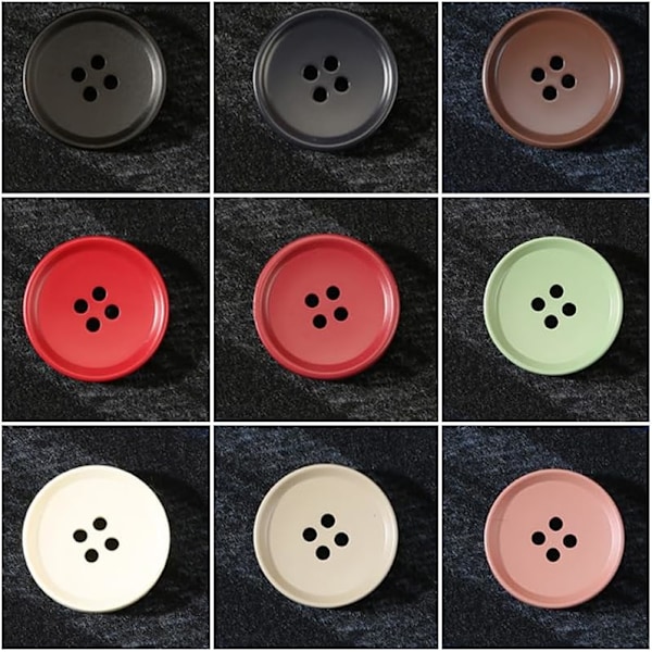 30 stk 20mm Runde 4 Hull Harpiksknapper, Premium Farger Klassisk Minimalistisk Runde Erstatningsknapper, Sy DIY Håndverk Knapper, Rosa