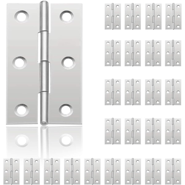 24 stk små hengsler for dører, hengsler i rustfritt stål, DIY dørhengsler for skapdør | Piano hengsel(44mm*32mm)