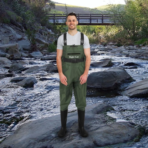 Natfiskeri Waders til Mænd Kvinder Jagt Bryst Waders med Støvler Vandtætte Åndbare Crosswater Waders (UK 8/EU 42) EU 42