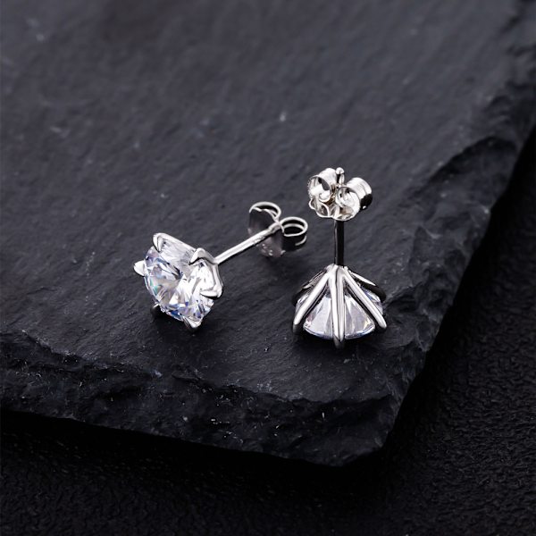 Sølv Cubic Zirconia Øreringe - 8mm Runde Cubic Zirconia Stik Øreringe