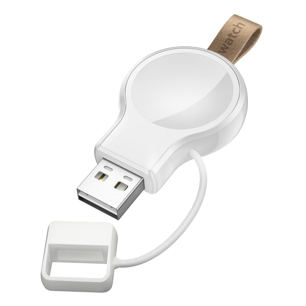 Trådløs oplader til Apple Watch, bærbar USB-oplader med let magnetisk hurtigopladning til Apple Watch Series 1-6 (hvid)