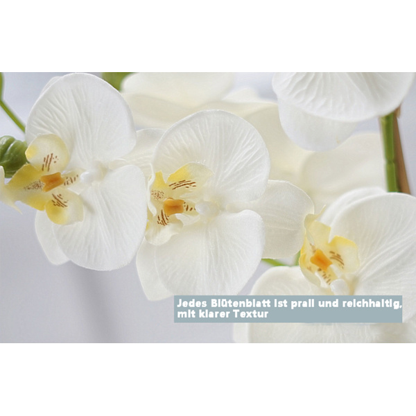 Konstgjord orkidé Phalaenopsis med silverfärgad keramik kruka