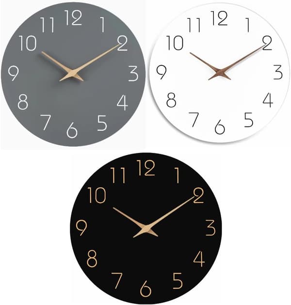 25cm Träväggklocka Tyst Tickfri Väggklockor - Kvalitets Quartz Batteridriven - Modern Enkelhet Vit white