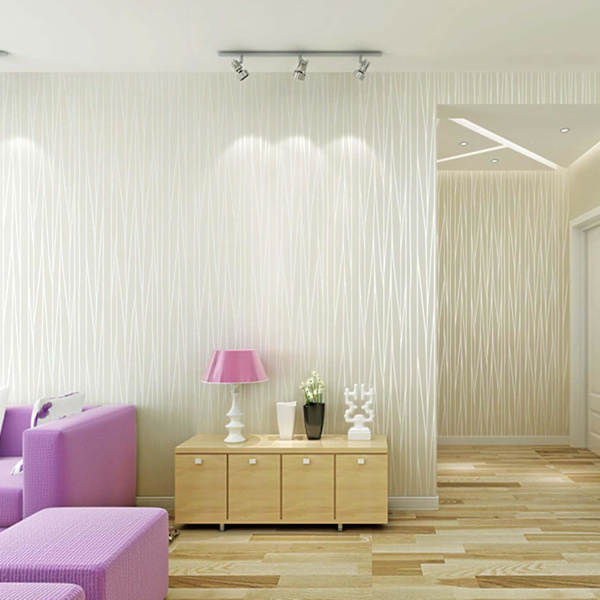 Modern minimalistisk non-woven, 3D tapet rulle glitter metallisk rand texturerad flockning randig tapet (blå 53X1000cm)，vit