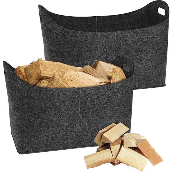 2 kpl huopapussia polttopuille, 55 x 30 x 40 cm huopa, Tummanharmaa Dark gray