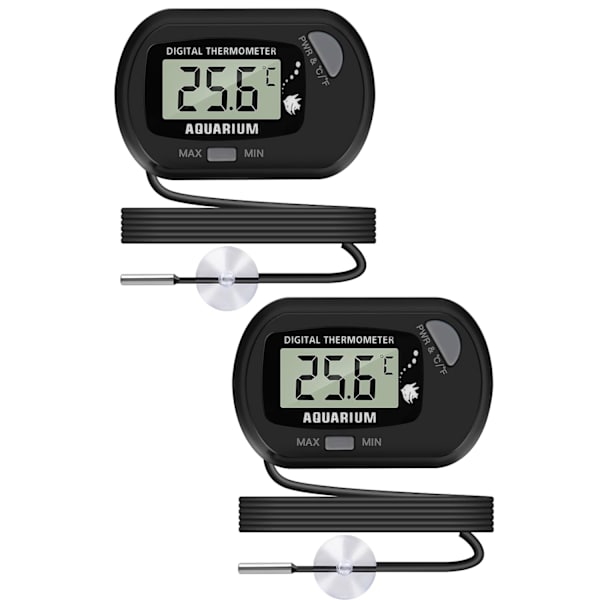 Digitalt LCD-akvarie termometer med sugekopper og vandtæt sonde til akvariefisketank (2 stk.)