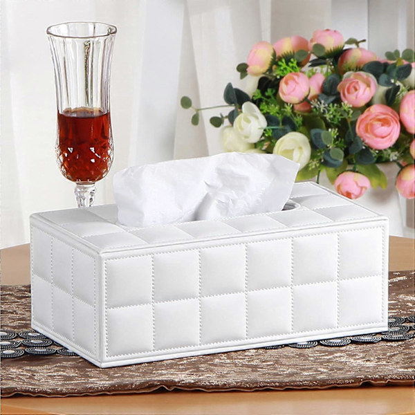 High-end Mote Pu Lær Tissue Box Holder Cover Rektangulær
