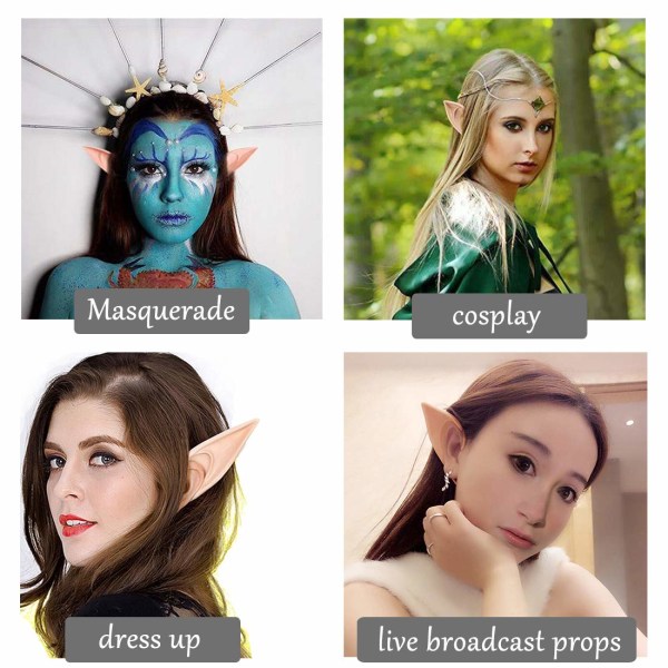 Elf Ear, Fairy Ears, Cosplay Halloween Party Live-udsendelse rekvisitter, Anime Party Dress Up Costume, Masquerade Ball Elven Vampire Ears(2 Par)