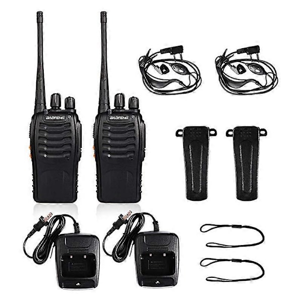 Oppladbare Walkie Talkies Lang Rekkevidde Toveisradioer med Ørepropper, 2-veisradioer UHF Håndholdt Transceiver Walky Talky