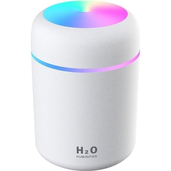 300ml LED Luftfukter USB Aroma Diffuser Bil Luftrenser med Fargerike LED Lys Hvit YYV