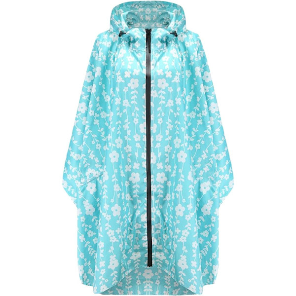 Regnjakke Dame Herre Regnponcho Regnfrakk Vanntett Lett Regnklær med Hette Regnkappe Jakke Regnponcho Kappe light blue