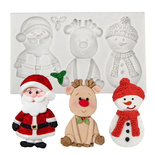 Mold, Joulupukki, Poro, Lumiukko, 3D joulun mold, Käsintehdyt karkkikynttilä-suklaakeksi-jääkuutiomuotit