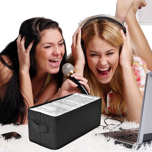 CD Opbevaringskasser - CD Etui Holder, Container rummer 30 CD'er i fulde jewel cases, 60 CD'er i slanke etuier og 165 diske i CD sleeves - Sort (3 pak)