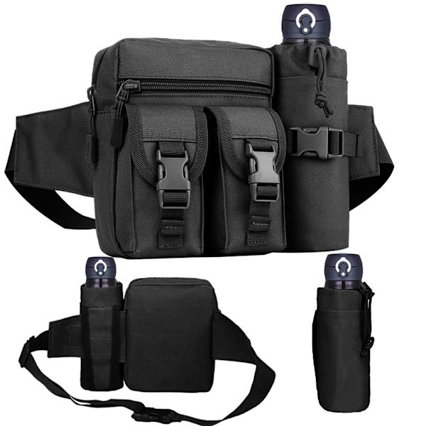 Taktisk midjeväska med vattenflaskhållare, vattentät midjeväska militär utility canvas fanny pack bumbag