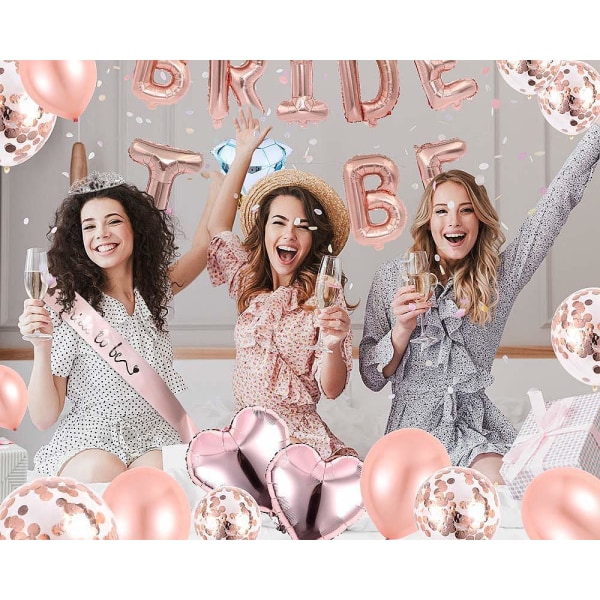 Dekorationsballonger för möhippa, 1 st Bride To Be-ballonger, 14 st latexballonger, 5 st olika folieballonger, 2 st hjärtformade folieballonger