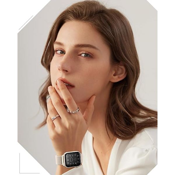 Rannekkeet Apple Watchille, yhteensopivat Apple Watch -rannekkeiden kanssa 38mm 40mm 41mm naisille ja miehille, magneettirannekkeet iWatch-rannekkeelle sarjat 9 8 7 6 5 4 3 SE (Starlight) Starlight