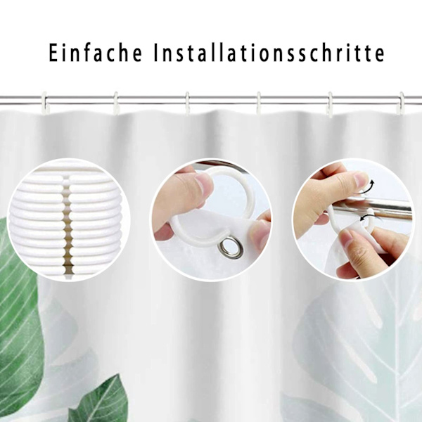 Duschdraperi 180x180 anti-mögel duschdraperier gröna blad växter vattenavvisande badgardin gjord av polyester tvättbar badrumsgardin 180cm*180cm