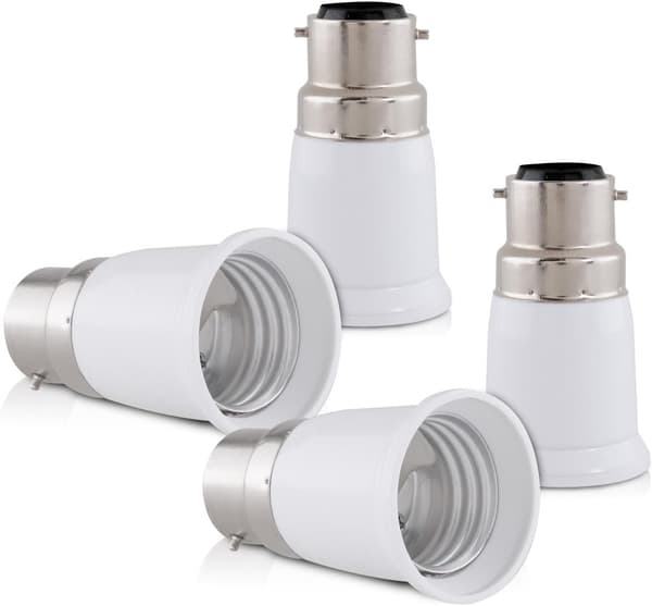 4x Sockeladapter - B22 til E27 Sockelkonverter - Bajonet Fatning Adapter til Halogen LED Pære