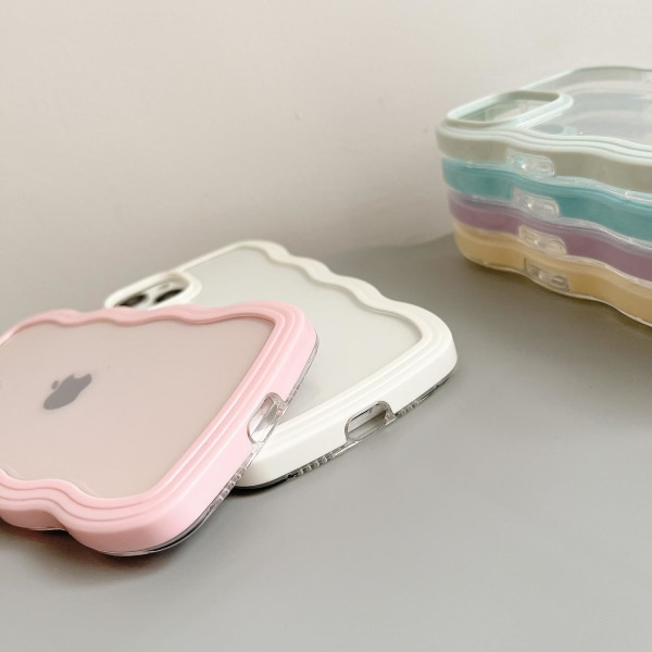 Kompatibel med iPhone 11-deksel, Cute Curly Wave Frame Clear Case, Gjennomsiktig myk silikonstøtfanger Støtsikkert beskyttende telefondeksel - gul Yellow