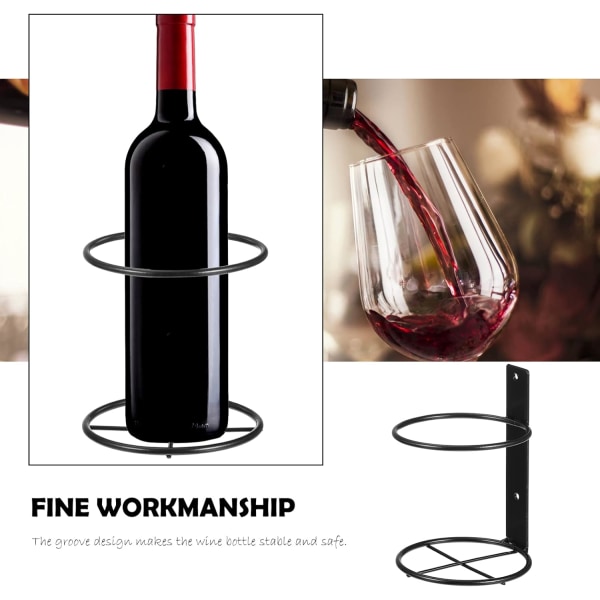 Sett med 6 vintage jern veggmonterte hyller, vinflaskeholder, vinflaskeholder, vinstativ